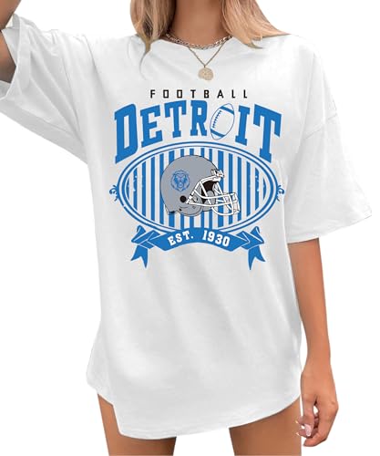 Football Shirts for Women Oversized Football Team Fan Tshirts Game Day Tee Tops Casual Sport Outfits White