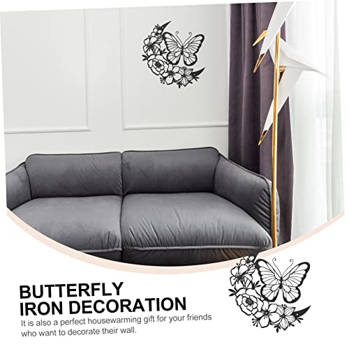 OUNONA 蝶 ホーム 装飾 フェンス 装飾 吊り下げ 壁 装飾 壁 吊り下げ 飾り ピケット フェンス 飾り 壁 蝶 飾り 吊り下げ 蝶 飾り 黒 アイアン [3]