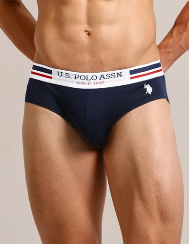Image of U.S. Polo ASSN. Men's I006 Elasticized Waist Pure Cotton Underwear Briefs - Pack of 5