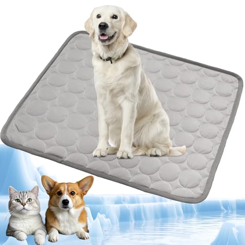 YXHZVON Tappetino Refrigerante per Cani XL 100 x 70 cm, Tappeto Rinfrescante Fresco, Cuccia Lettino Cane Estivo, Auto-raffreddante Tappetino Refrigerante per Cucce,Divani,Pavimenti (grigio)
