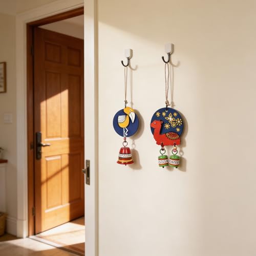 Image of Aakriti Art Creations Desert Melody Wind Chime Set | Handmade Modern Art Wooden & Metal Wind Chimes | Decorative Indoor & Outdoor Hanging for Balcony, Garden, Living Room & Gifting
