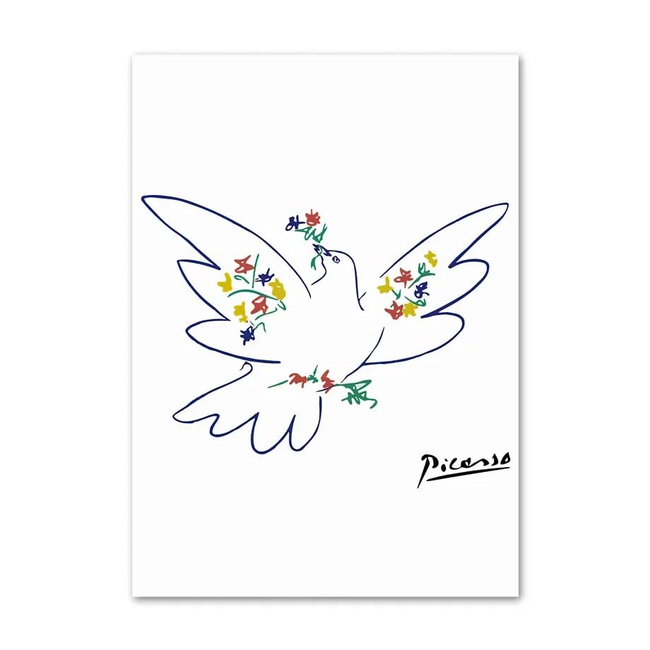 KEYGEM Picasso Carteles Paloma de la Paz Arte de pared Picasso Animal Prints Picasso Cuadro Abstracto Cuadro Abstracto para Casa Decoración de Pared 40x65cmx1 Sin marco