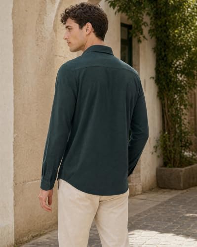 Image of Nobero Everyday Comfort Shirt for Men | Cotton Shirts for Men in 205 GSM Plated Interlock | Stand Collar | Regular Fit | Full Sleeve