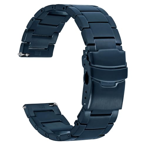 WOCCI 22mm Correa de Reloj de Metal Resistente para Hombres, Acero Inoxidable 316L, Cierre Desplegable de Doble Bloqueo (Azul)