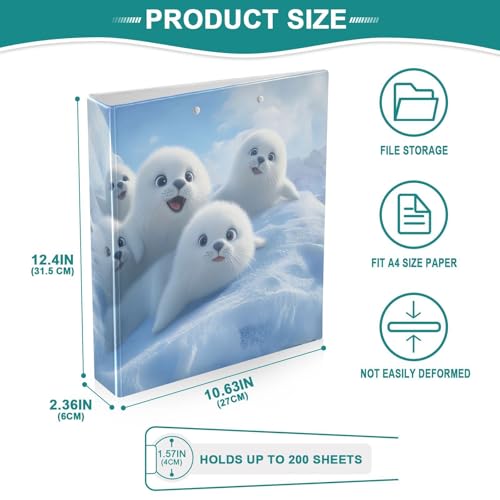 Image of White Seal Lion Nautical 3 Ring Binder with 2 Interior Pockets 1.5 inch Binders 3 Ring Heavy Duty Fit 8.5 inch x 11 inch Letter Size for Office School, 2 Pack