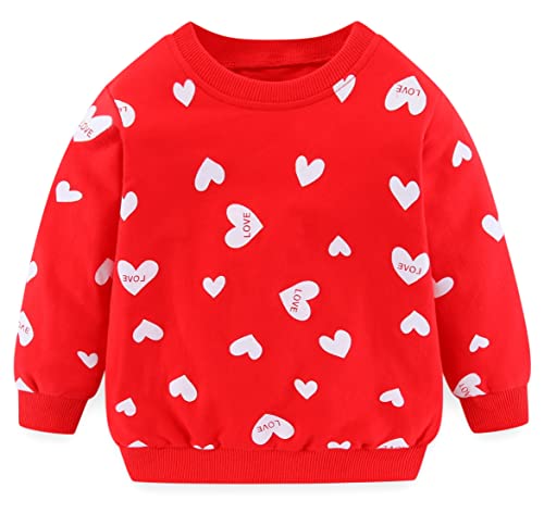 Bomdeals Toddler Girl Valentines Day Outfit - Kids Adorable Allover Heart Long Sweatshirt Skirt Pants Clothes Set 3T 4T 5T(Age(2T), Red) #TOP1