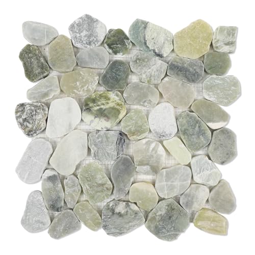 Lovdeco Pebble Tiles for Shower and Bathroom Floors, Jade Green