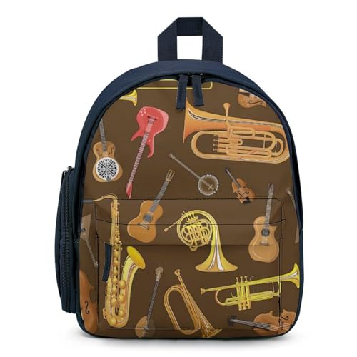 RQZWDQ Trumpet Musical Instrument Pattern Small Backpack Bags Mini Backpack Purse for Women Men Adjustable Daypack Rucksack Travel Holder Bookbags Shopping Bags