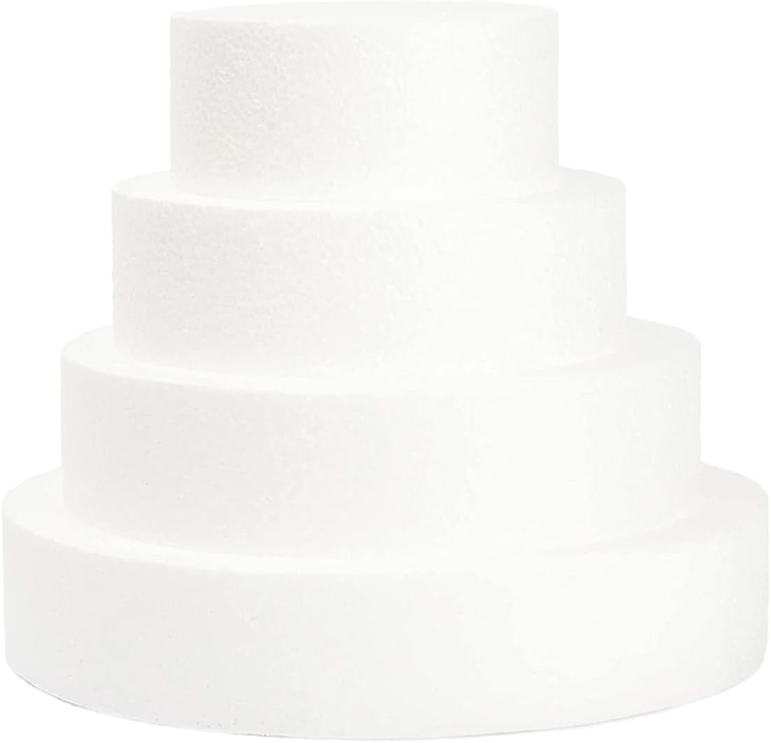 Tofficu Hexagonal Foam Cake Dummies 9.84X9.84X1.96 Inches Reusable Multi-Function Cake Models for Decorating Practice Wedding Displays Party Accessories Set of 4