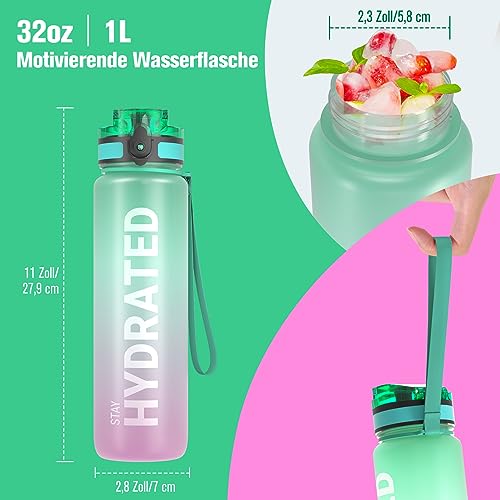 Sahara Sailor Trinkflasche, Sport Trinkflasche, [BPA-frei Tritan] 1L/500ML/750ML Auslaufsicher Sport Wasserflasche, Sportflasche für Fahrrad, Camping, Yoga, Gym (1 Flasche)