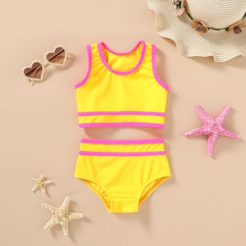 Image of YOUNGER TREE Girls Swimsuit Sleeveless Tankini 2 Piece Bikini Sets Beach Sport Bathing Suit for Toddler Kids Girl