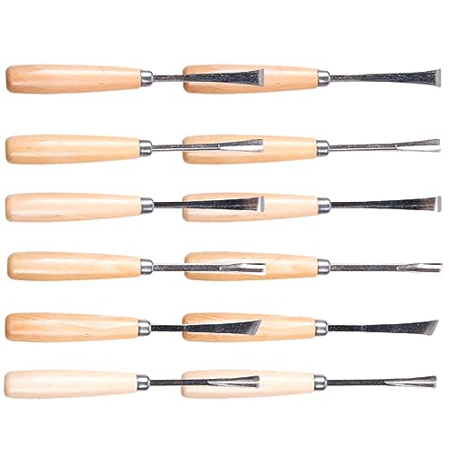 UTHCLO Cinceles Para Carpintería y Tallado De Madera Set De 12 Piezas Profesionales Color Metálico Alta Dureza Para Artesanía y Escultura Artística Uso Manualidades y Carpintería