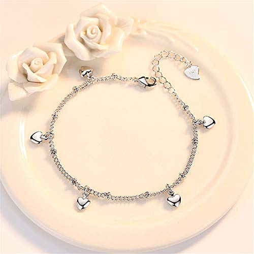 925 Sterling Silver Bracelets for Women Teens, Love Heart Charm Chain Bracelet Bangle Fashion Jewelry Gifts3