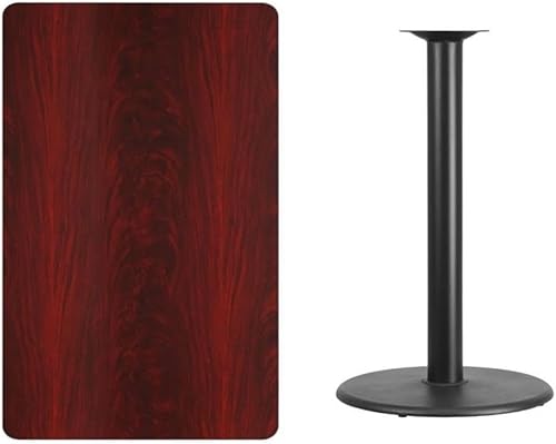 Miniatura 9 de Flash Furniture Mesa rectangular laminada de nogal de 30 x 48 pulgadas con base de mesa redonda de altura de barra de 24 pulgadas Nuez,Negro