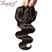 Dinoce Compatible with Longqi Brazilian Virgin Hair Body Wave Lace Closure Free Part, Swiss Lace 130% Density Remy Human Hair 4x4 Closure Hand Tied with Baby Hair Natural Color 14 Inch