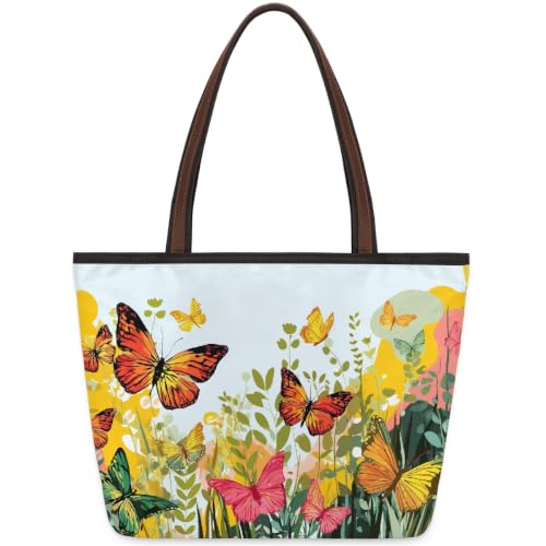 Sac fourre-tout papillon en polyester 45x33 cm grand format décontracté pour le travail