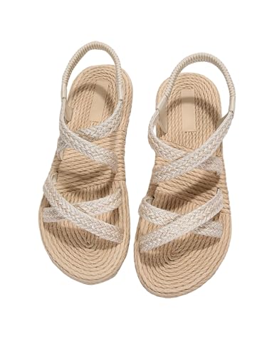 Verdusa Women's Casual Cross Woven Sandals Vacation Summer Beach Flat Sandals Shoes