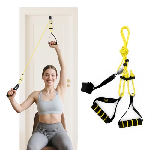 HLGO Kit de Polea para Hombro con Cable - Para Entrenamiento, Rehabilitación y Fisioterapia de Movilidad Articular, Incluye Asas y Soporte de Puerta para Gimnasia Fitness
