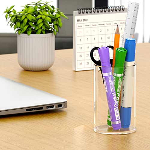 Niubee Acrylic Pen Holder 2 Pack,Clear Desktop Pencil Cup Stationery Organizer For Office Desk Accessory -Round #TOP3