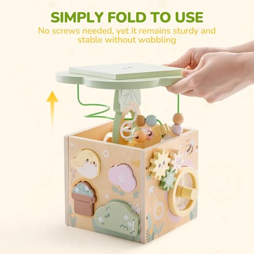 ROBUD Wooden Activity Cube, Activity Center for Baby, 7-in-1 Montessori Toys for 1+ Year Old Toddlers, Educational Toys for Garden World Theme by ROBUD - Image 4