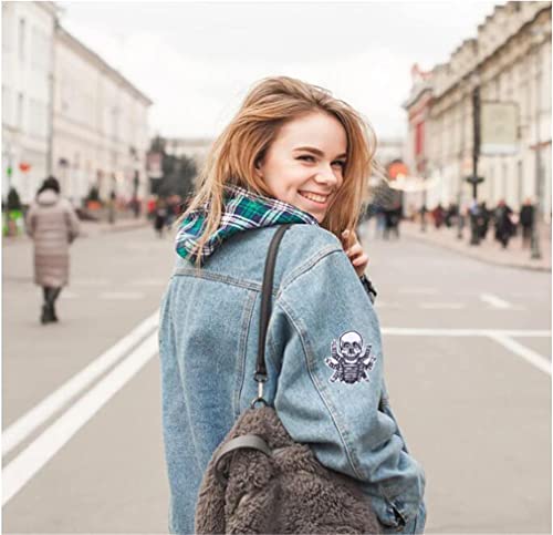 Ulricar Punk Skull Embroidered Patch Appliques Iron On Patches Funny Badges Skeleton Sew On Patches Cool Applique Patch Halloween Gifts Accessory For Jackets Hat Clothing Bags, Black, Yd21 #TOP3