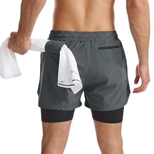 Image of PROSHARX Apex Dual Shorts Advanced with Concealed and Secure Pockets & Towel /T-Shirt Holder | Men's 2 in 1 Double Layer Short for Running, Gym & Sports