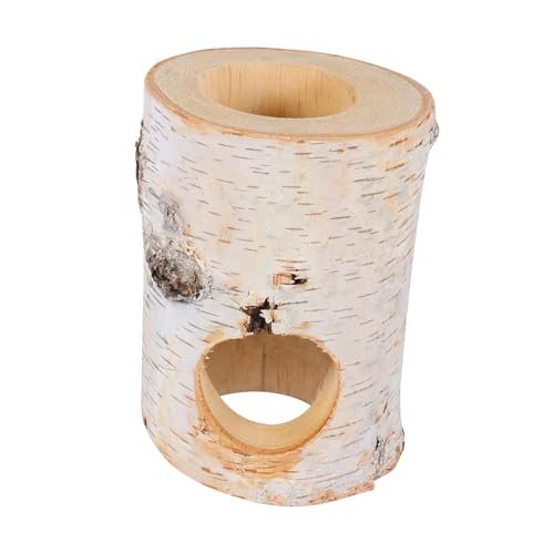 CIYODO 丈夫な白樺木製 ハムスター洞窟 木製ペットシェルター ハムスター小屋 14cm コンパクトサイズ 小型ペット用隠れ家 小型ハリネズミ向け 巣作りとケージ風景に