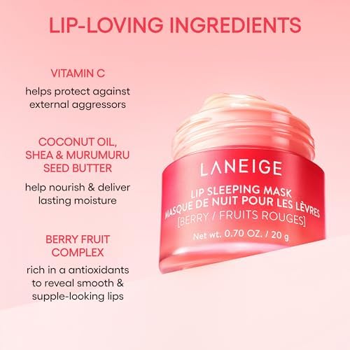 Image of LANEIGE Peach Lip Duo: Hydrating Overnight Lip Mask & Glassy, Nourishing Lip Tint in Peach Scents