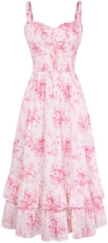 Scarlet Darkness Women's Floral Cottagecore Dress Smocked A Line ...