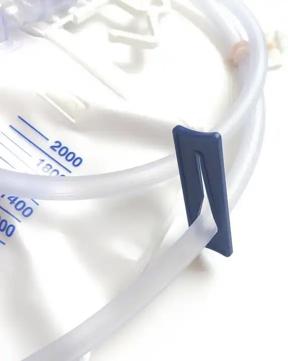 Miniatura 8 de Paquete de 5 bolsas de drenaje urinario con cámara antirreflujo, bolsa de orina para adultos con volumen de 67.6 fl oz, bolsa urinaria profesional