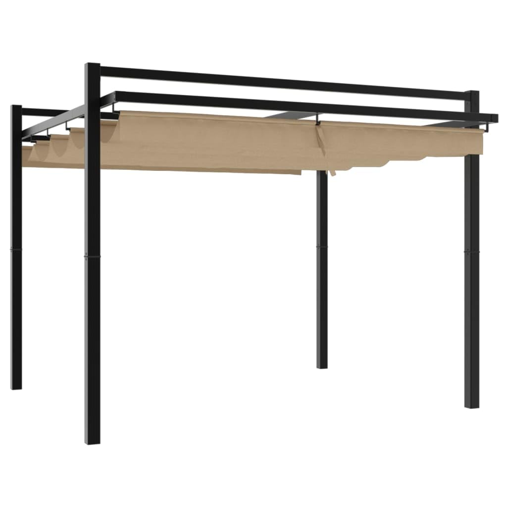 Pergola avec Toit Rétractable, Pergola Tonnelle de Jardin Extérieur Taupe 3x3 m Aluminium