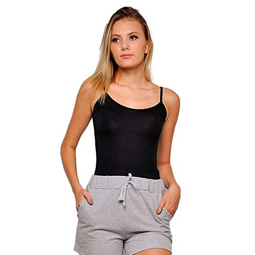 Kit com 3 Regatas Feminina Básicas de Alça (Branco Preto e Cinza, M)
