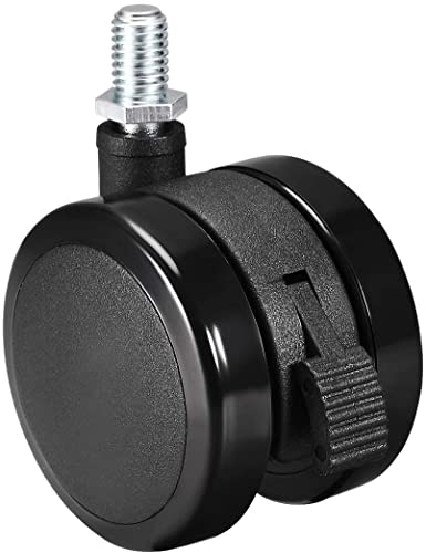 XYWHPGV Swivel Caster Wheel - 2 Inch Pu Twin Wheel M10x15mm Threaded Caster Black with Brake(c1f50 fd46c 8e821 05787 dcbb9 58c90
