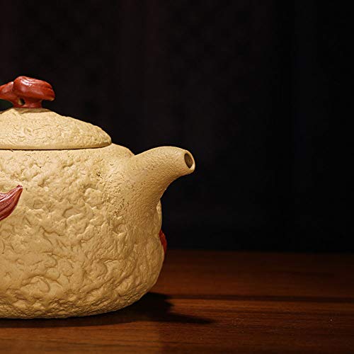 Image of Teapot Chinese Zisha Clay Tea Pot Ceramics Handmade Gongchun Lucky Money Toad Tea Pot Yellow Golden Duan Mud Kungfu Kettle (Fengshui-Wealth spittor)
