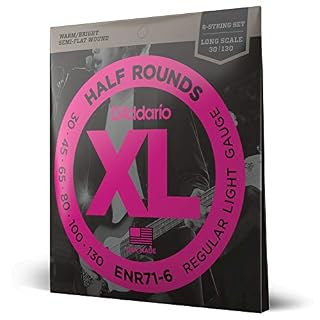 D’Addario ENR71-6 Cordes longues pour basse 6 cordes avec filet demi-rond Regular Light 30-130 - Les Beatles, Paul McCartney, John Lennon, RIngo Starr, George Harrison