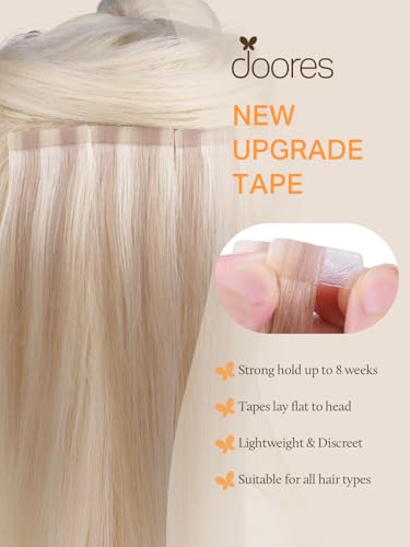 Image of DOORES Tape in Blonde Hair Extensions Human Hair for Fine Thin, Add Volume
