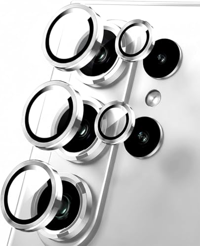 Image of Skinomi Camera Lens Protector Compatible For Samsung Galaxy S26 Ultra [Anti-Scratch] Premium Tempered Glass Film Aluminum Alloy Lens Ring Cover- White Titanium