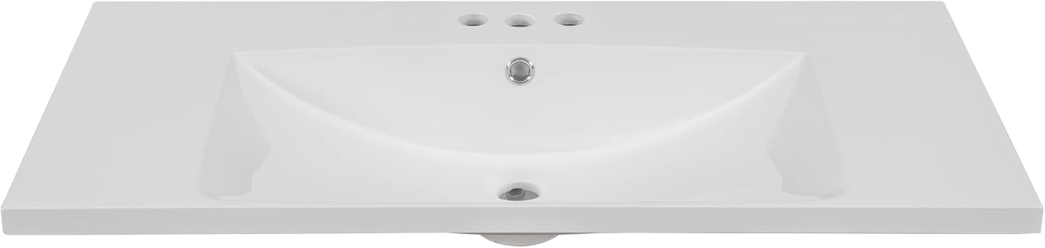 36"x18" Bathroom Vanity Sink Top Only, Center-Located Undermount Countertop, Fit for 4" Centerset Faucet (Not Included), White