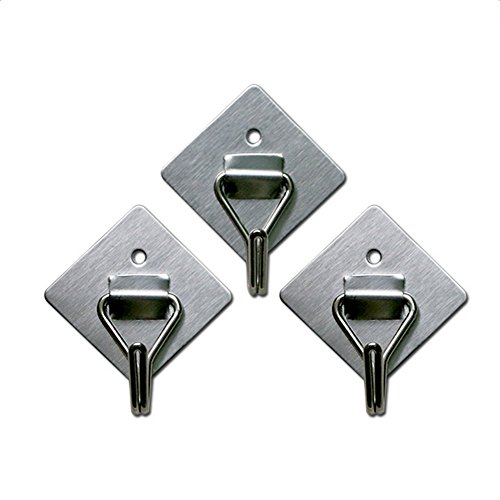 Preisvergleich Produktbild Shuda Multifunktions-Haken für Küchenutensilien, Badezimmer, Schlafzimmer, Wandtür, Glasfenster (3,8 x 3,8 cm), Edelstahl, 2(3pcs), 3.2 * 3.2CM