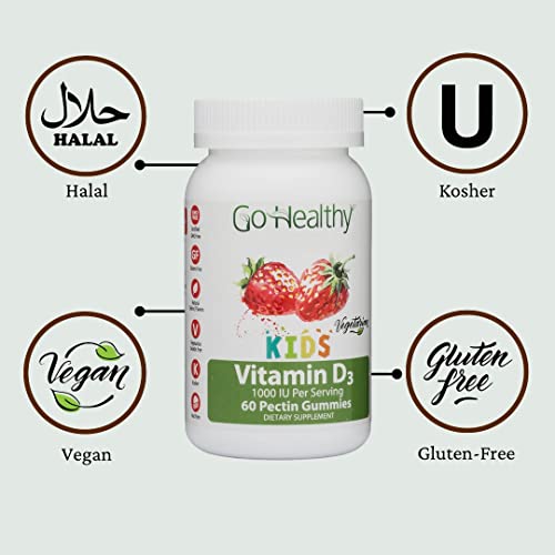 Go Healthy Vitamin D Gummies For Kids, Vegetarian, Non-Gmo, Gluten Free, Kosher & Halal - 60 Servings #TOP2