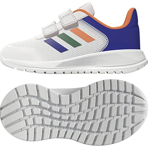 adidas Baby Tensaur Running Shoe, White/Screaming Orange/Lucid Blue, 5 US Unisex Infant