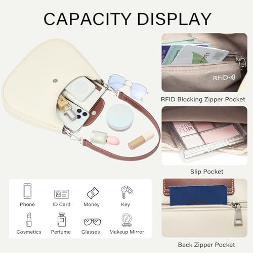 Image of CLUCI Shoulder Bag for Women, RFID Blocking Purse Vegan Leather Hobo Handbags with Adjustable Strap Anti Theft Crossbody Bag
