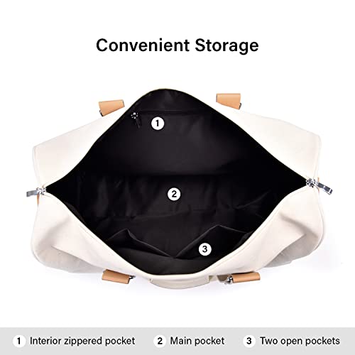 Weekender Bag for Women Travel - Overnight Bag Large Travel Bag Women - Cute Gym, Hospital Weekend Bag Carry On Bag Tote Duffle Bag Canvas Vegan Leather Duffel Bag Men Small Shoe Compartment