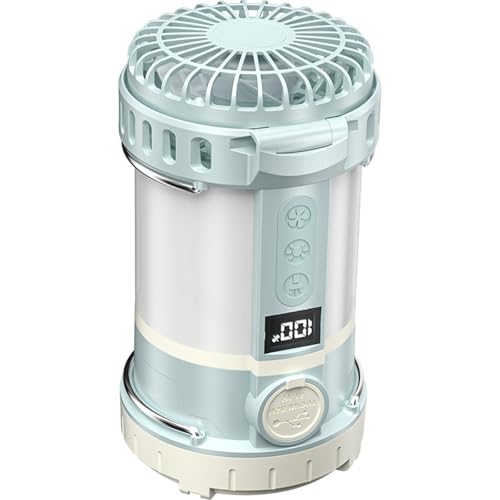 Ventilador recargable con luz LED para acampar al aire libre con 3 velocidades