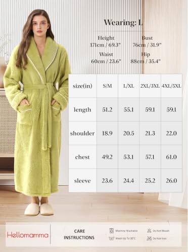 Image of Women Long Plush Fleece Bath Robe | Soft loungewear housecoat, comfy sleepwear for home, suitable as ladies pajamas and nightgown