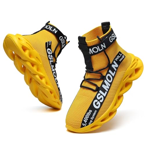 Image of Jakcuz Men's High Top Sneakers Plus Size Breathable Gym Athletic Running Walking Tennis Comfortable Fashion Platform Shoes