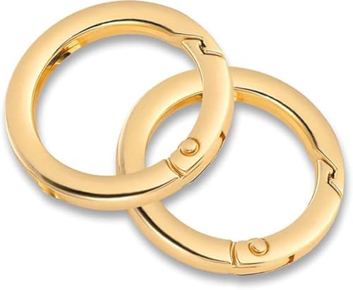 Hopzab Anillos de resorte de metal dorado claro, anillos redondos de mosquetón, mosquetón, hebilla para llavero, monedero, bolso, llaves, manualidades, cierre de correa de hombro (6 piezas)