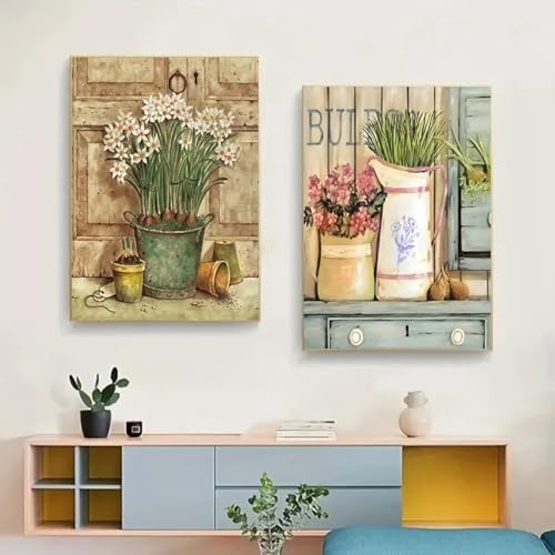 Affiches de pots de fleurs vintage de qualité supérieure sur toile - 3