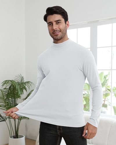 Mens Thermal Mockneck T-Shirts Long Sleeve Pullover Basic Soft Sweater Slim Fit Tops4