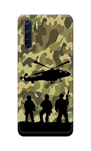 Image of Printed Hard Back Cover Case for Oppo F15 | Oppo F15s | Oppo A91 | Oppo Reno 3 4G Back Cover (Army) -1111